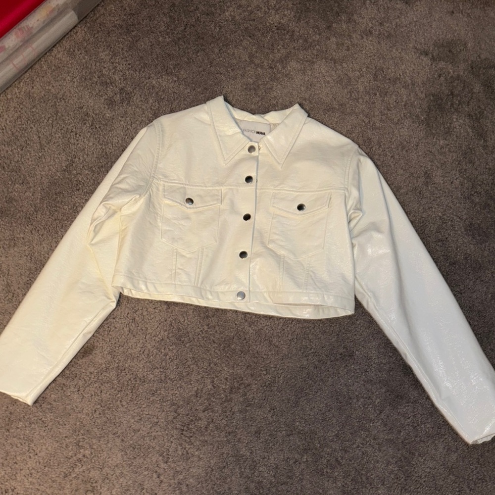 Women's White Cropped Jacket
